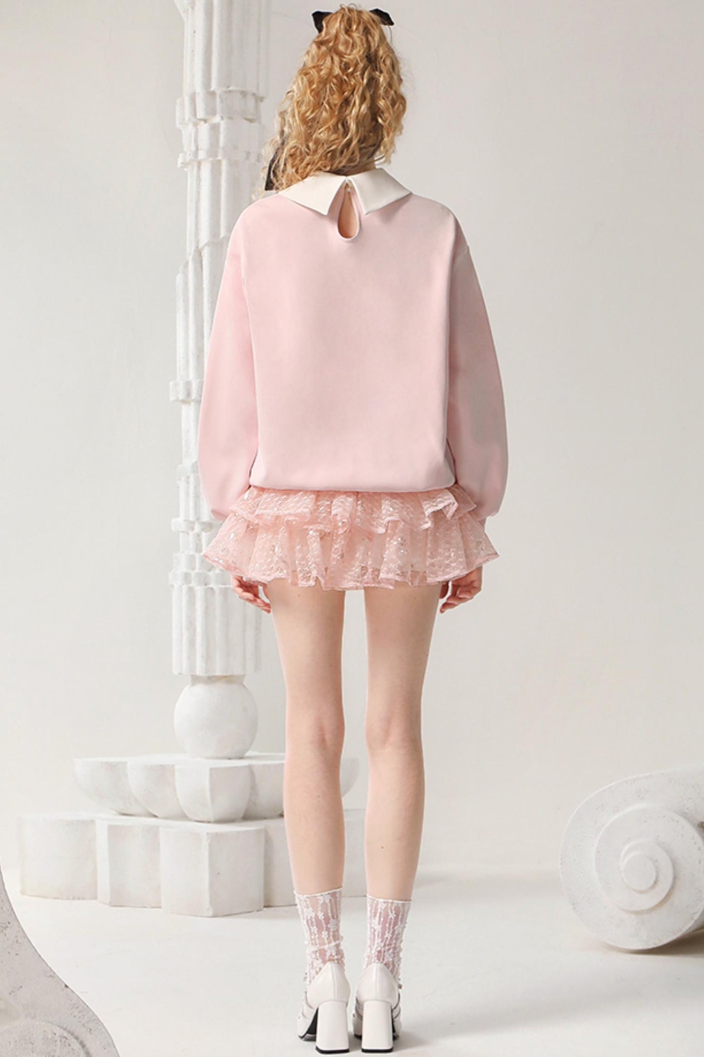 Sequin Mesh Pink Tulle Skirt