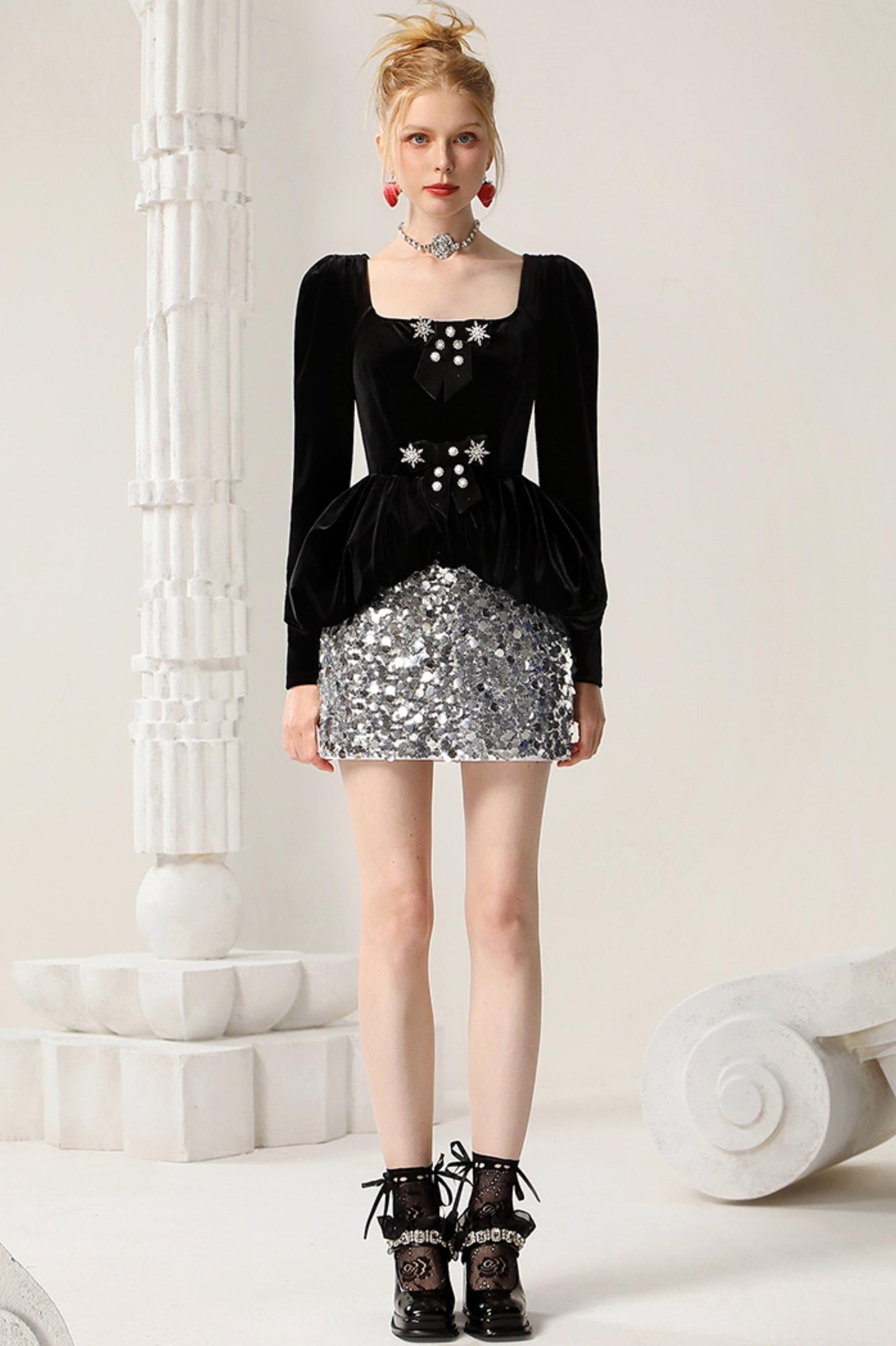 Modern Shiny Sequin Hip Skirt