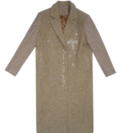 Star Embroidered Tweed Long Coat