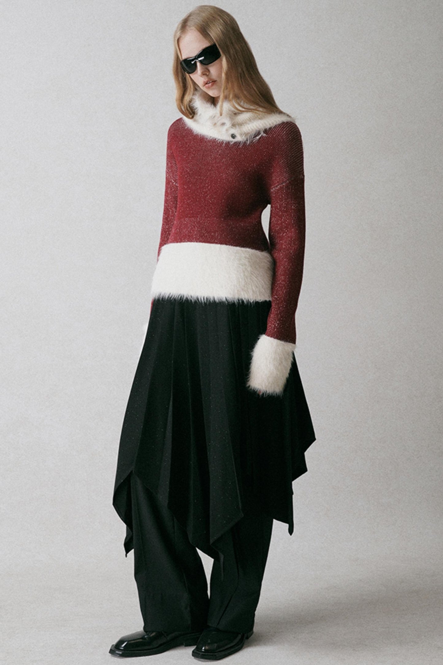 Mink Plush Red Knit Top