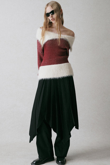 Mink Plush Red Knit Top