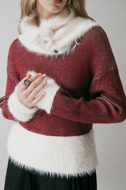 Mink Plush Red Knit Top