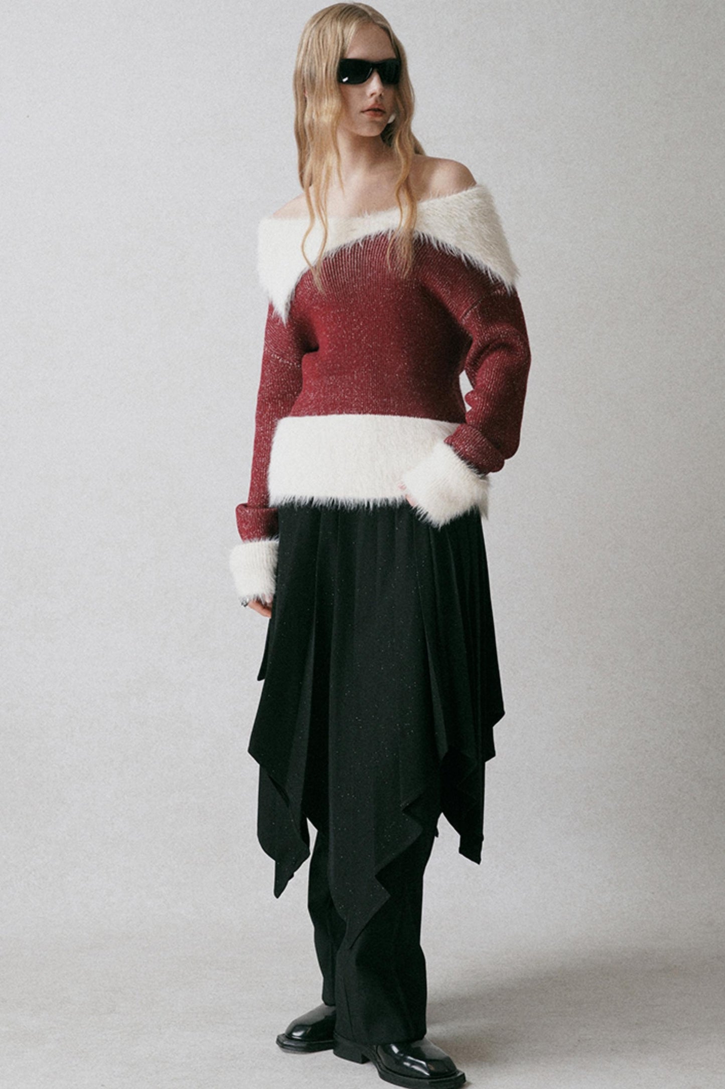 Mink Plush Red Knit Top