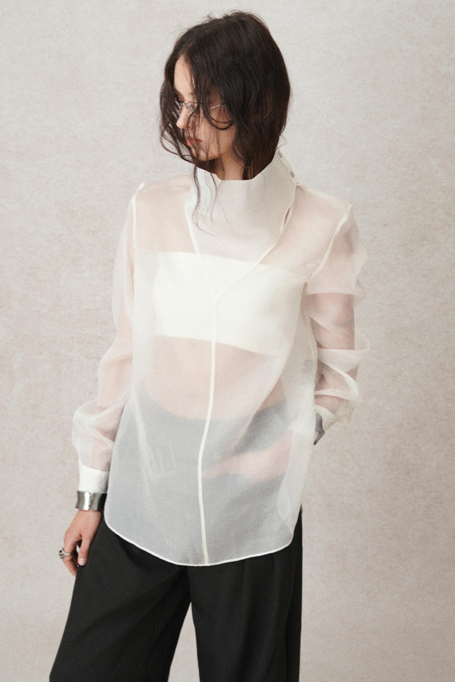 Mulberry Silk Hood Collar Shirt Top