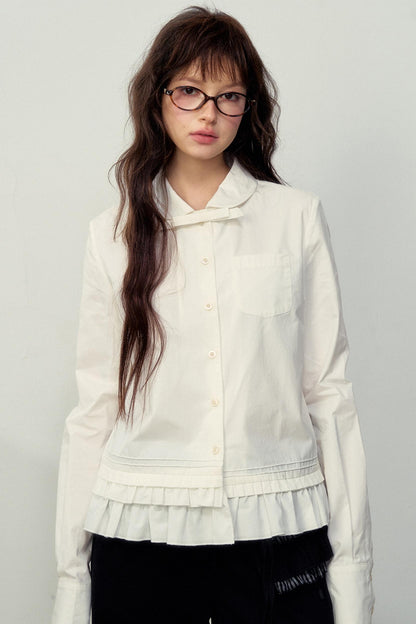 Romantic Lace-Hem Loose Shirt