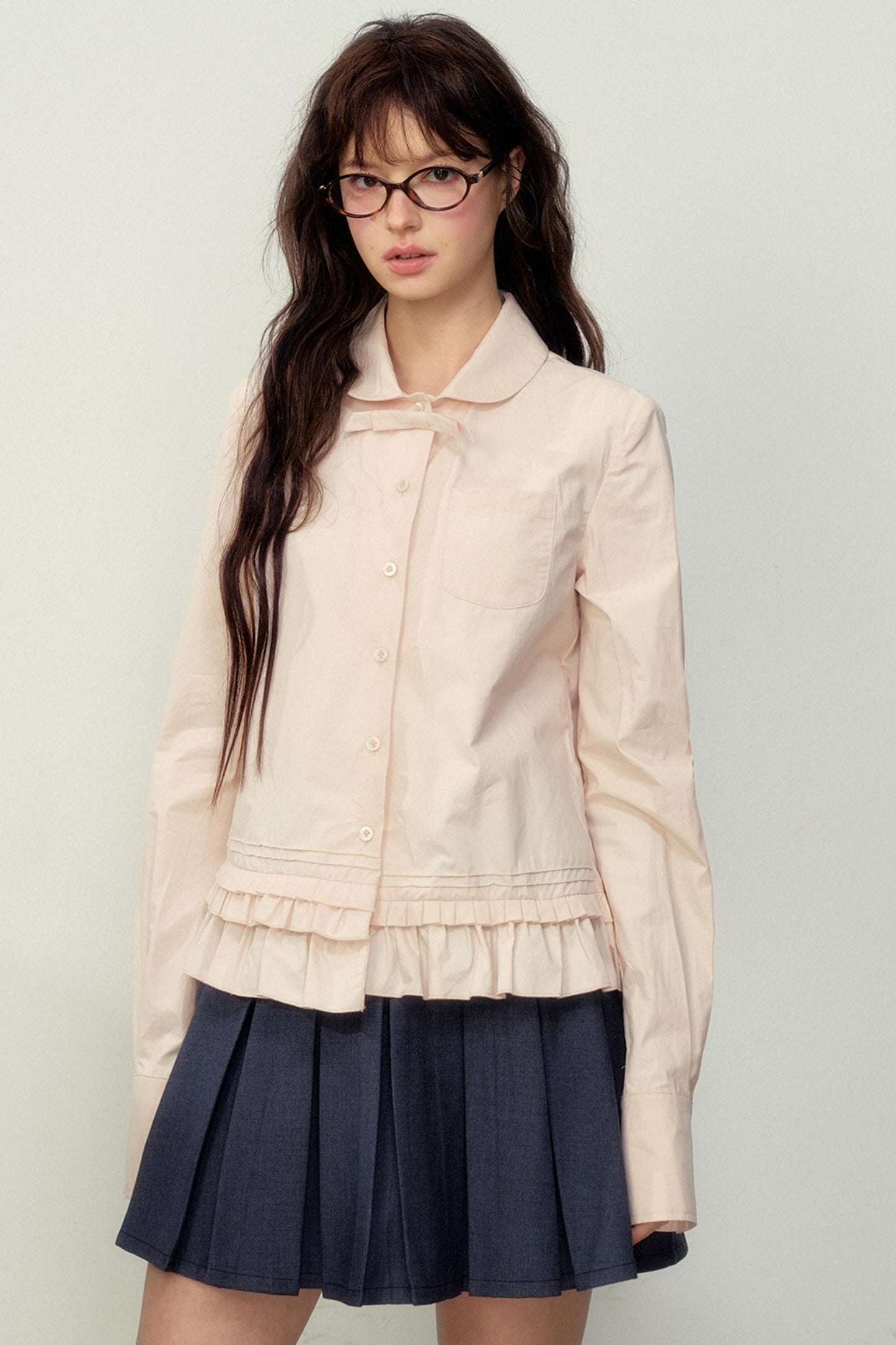 Romantic Lace-Hem Loose Shirt