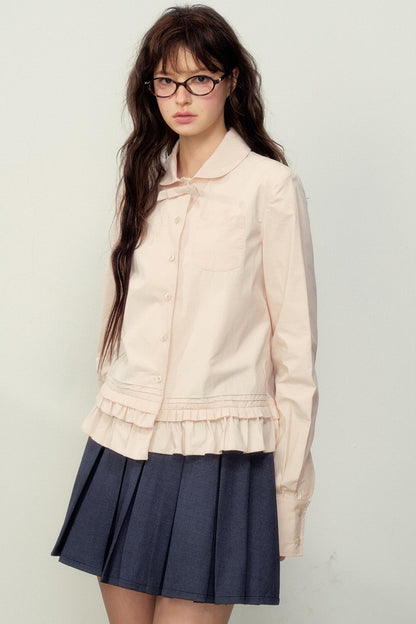 Romantic Lace-Hem Loose Shirt