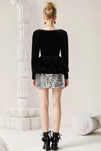 Modern Shiny Sequin Hip Skirt