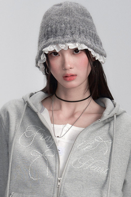 Lace Knit Warm Bucket Hat