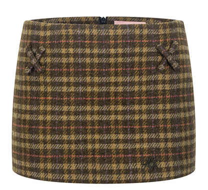 Retro Check Wrap Hip Skirt