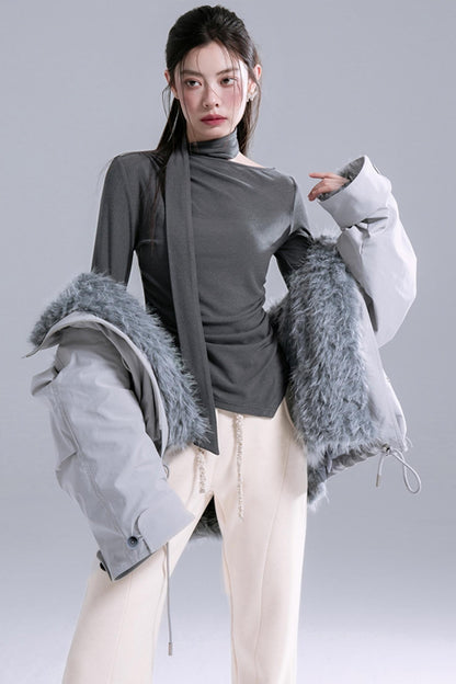 Graphite Gray Wool Knit Top