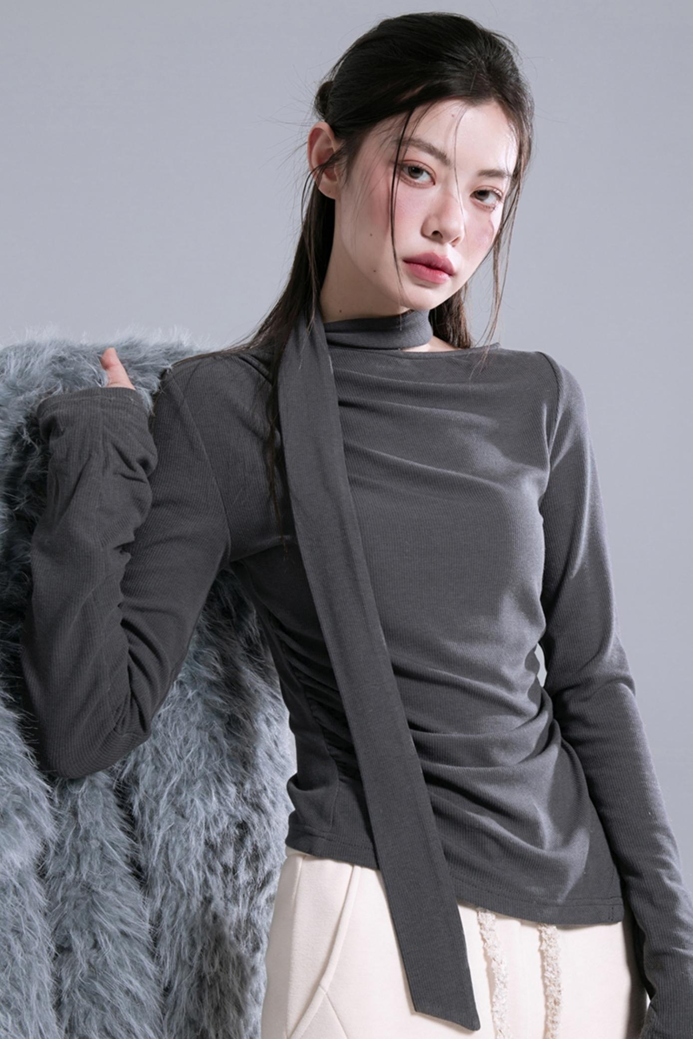 Graphite Gray Wool Knit Top