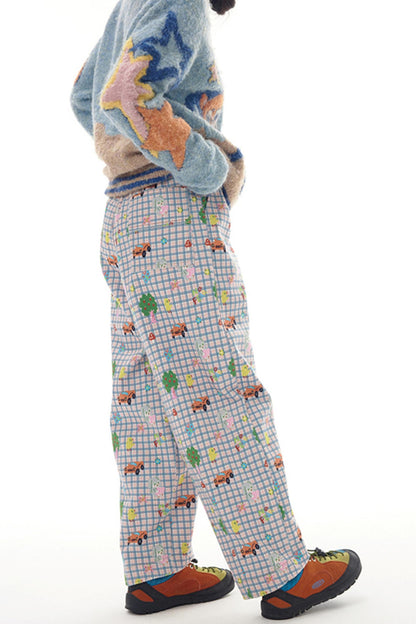 Cartoon Pixel Corduroy Pants