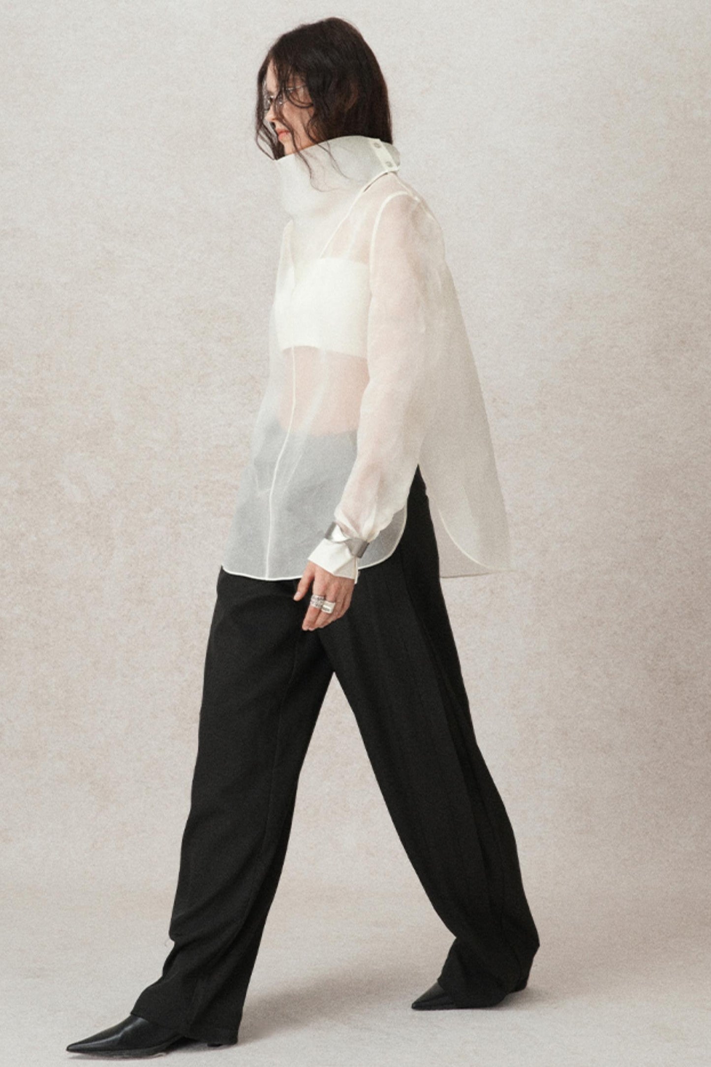 Mulberry Silk Hood Collar Shirt Top