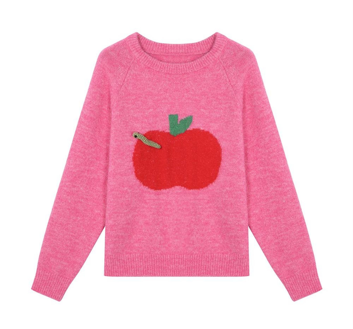 Pink Apple Bug Brooch Sweater Top