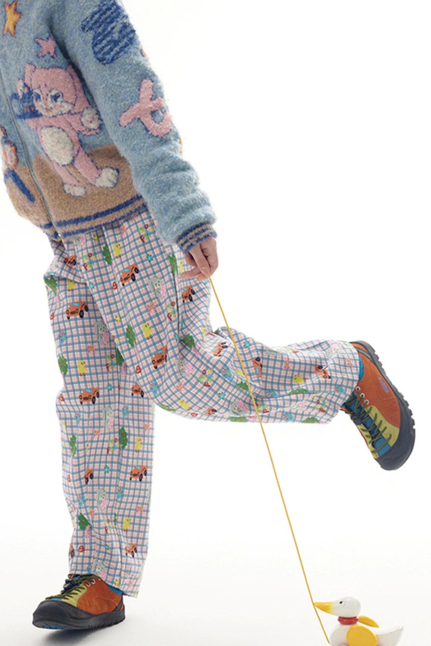 Cartoon Pixel Corduroy Pants