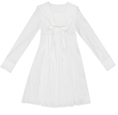 Sailor Collar Lace Pleated Dress