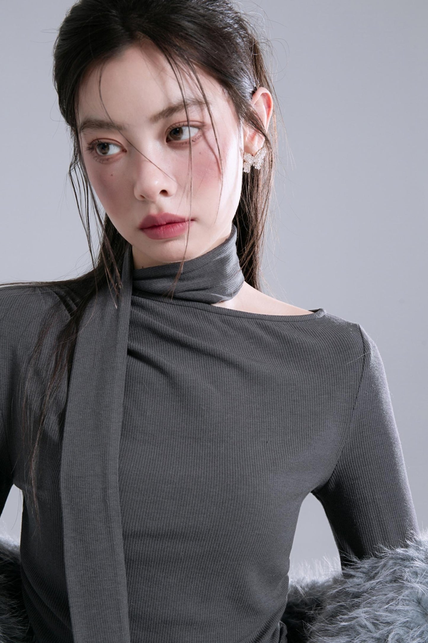 Graphite Gray Wool Knit Top