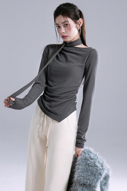 Graphite Gray Wool Knit Top