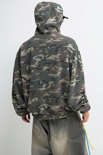 Vintage Embroidered Camo Hooded Sweatshirt