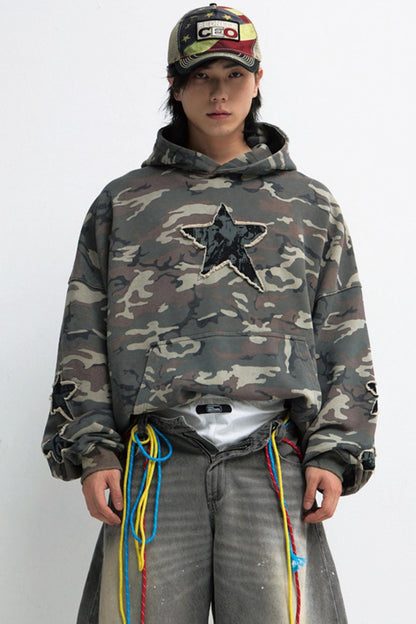 Vintage Embroidered Camo Hooded Sweatshirt