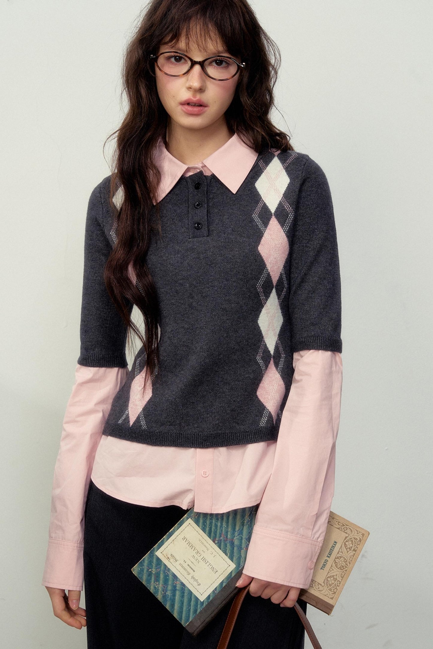 Classic Quilted Pattern Knitted Sweater