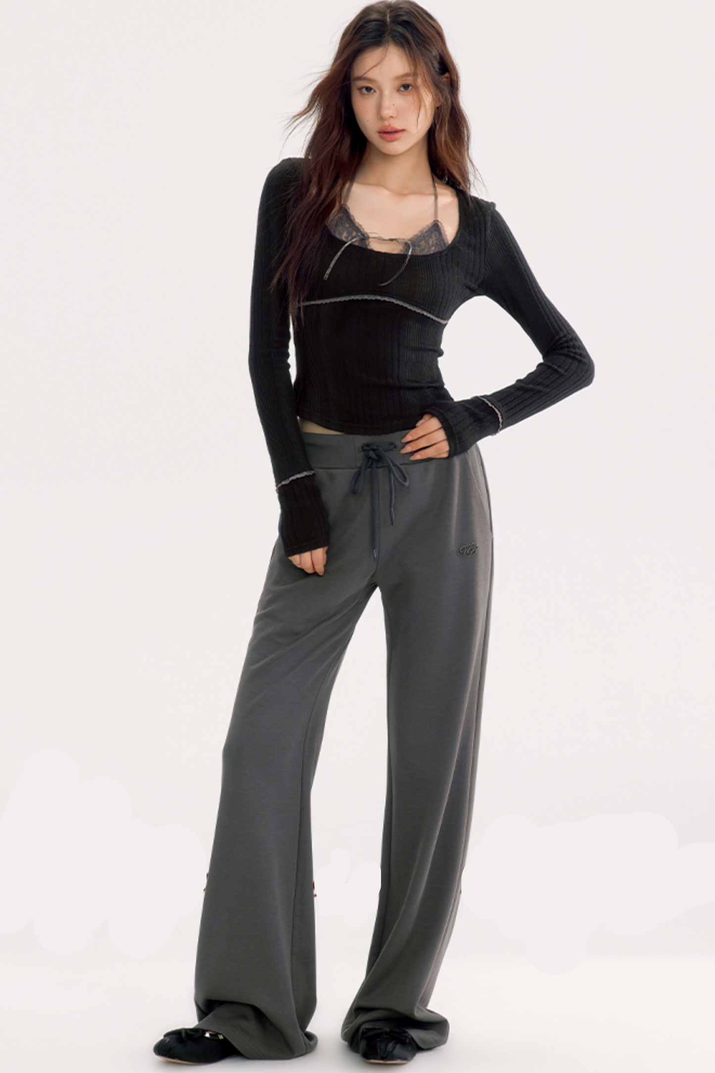 Draped Bootcut Sports Pants