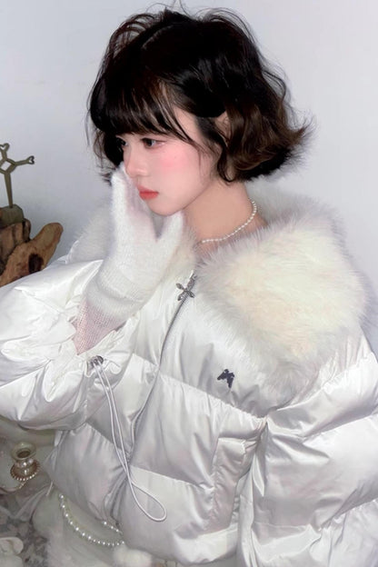 Angel Wings Cropped Cotton Coat