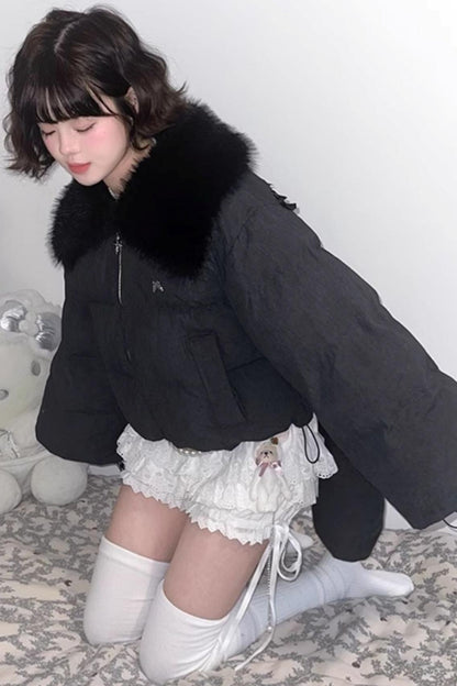 Angel Wings Cropped Cotton Coat