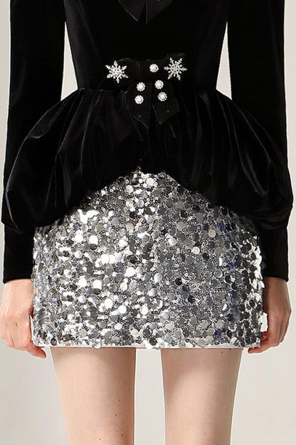 Modern Shiny Sequin Hip Skirt