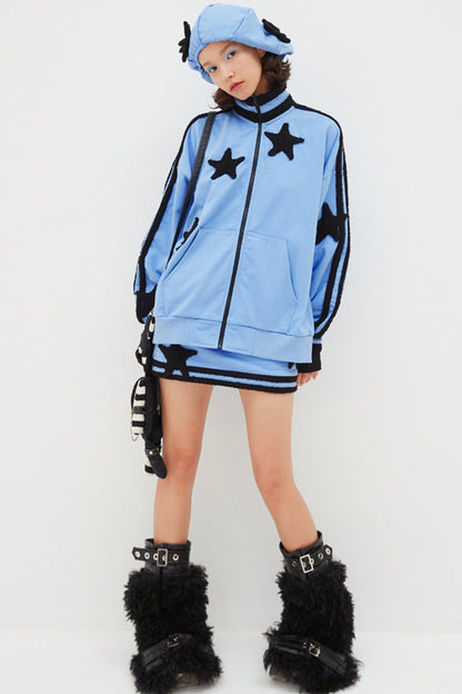 Contrast Blue Star Sweatshirt