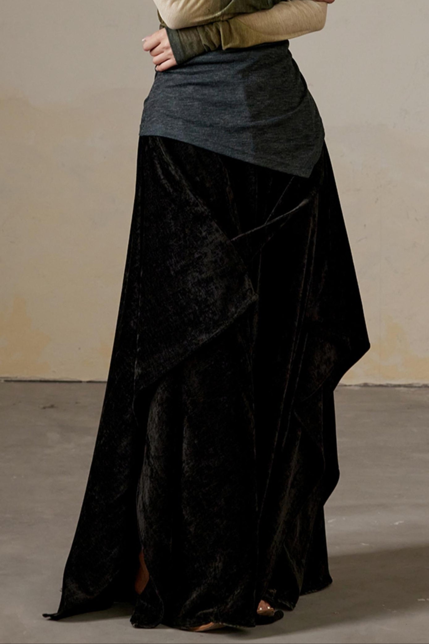 Versatile Velvet Long A-Line Skirt