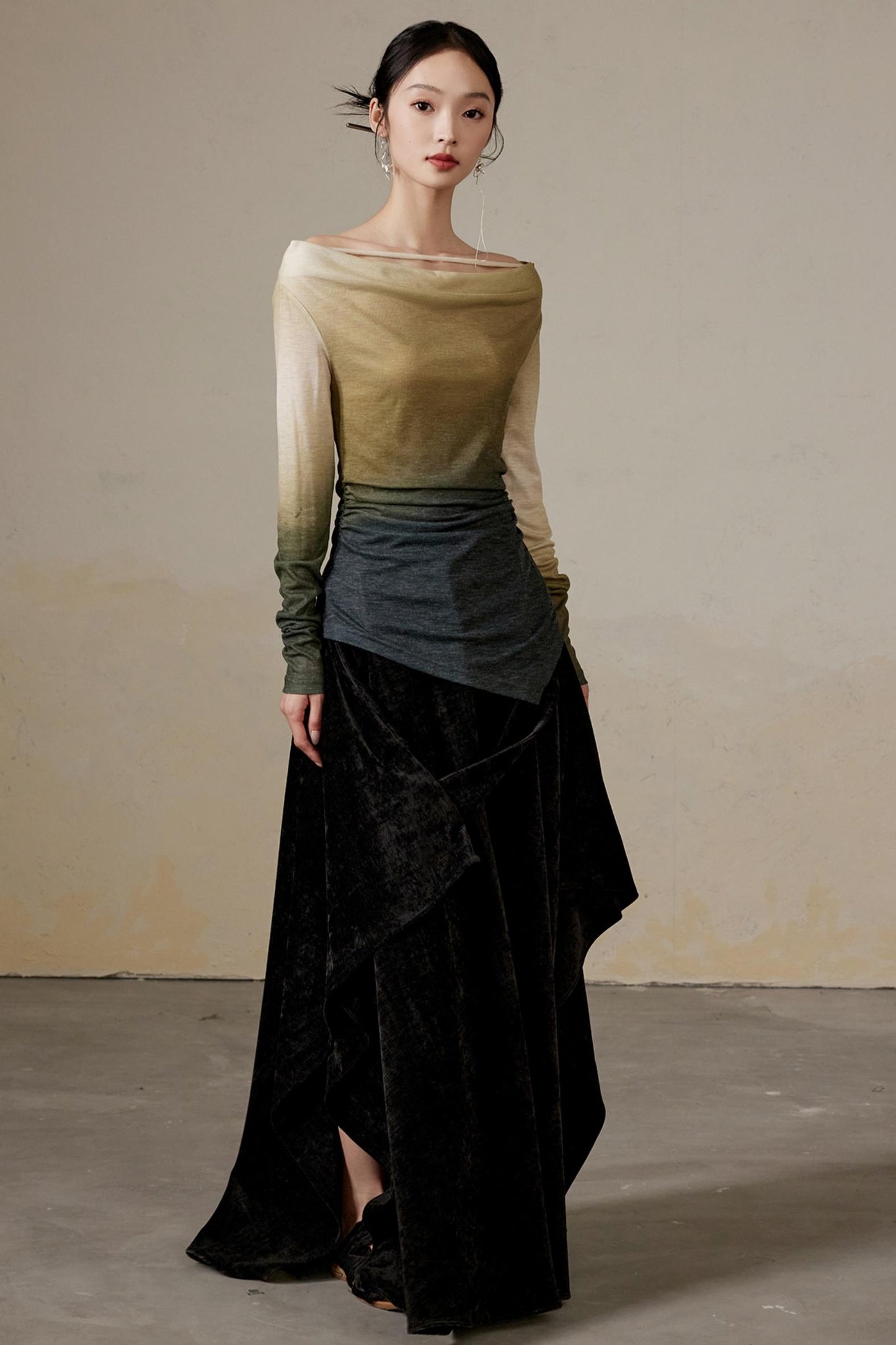 Versatile Velvet Long A-Line Skirt