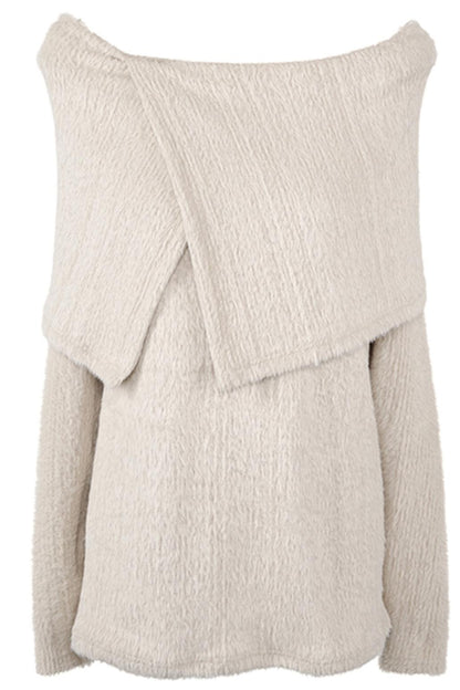 Mohair Lapel Thick Long Sweater Top