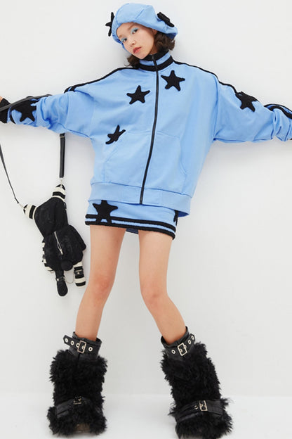 Contrast Blue Star Sweatshirt