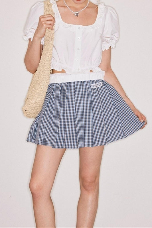 Blue Lace A-Line Skirt