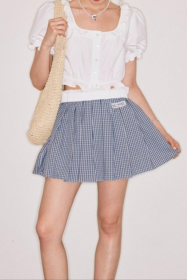 Blue Lace A-Line Skirt