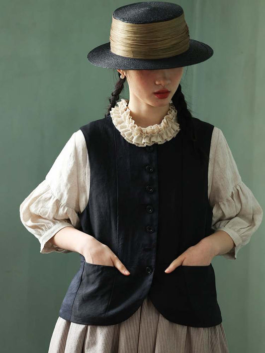 Yarn-Dyed Pocket Button Vest