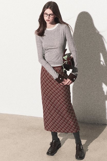 Retro Split Long Skirt