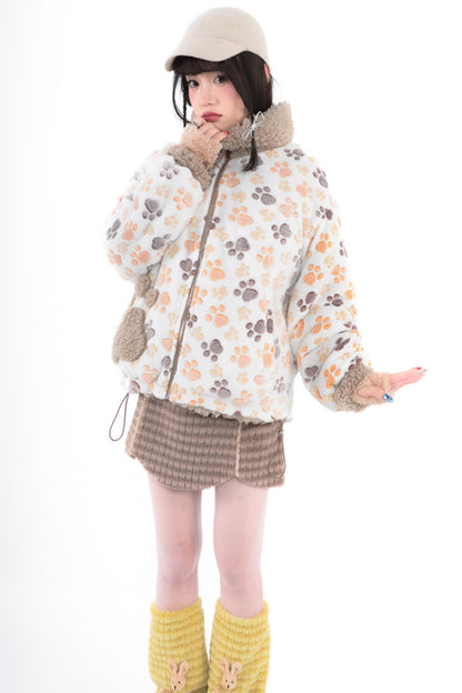 Reversible Bear Print Warm Jacket