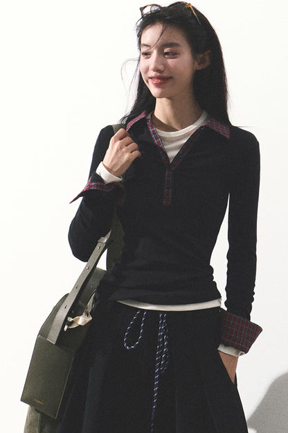 Collegiate Collar Knit Top