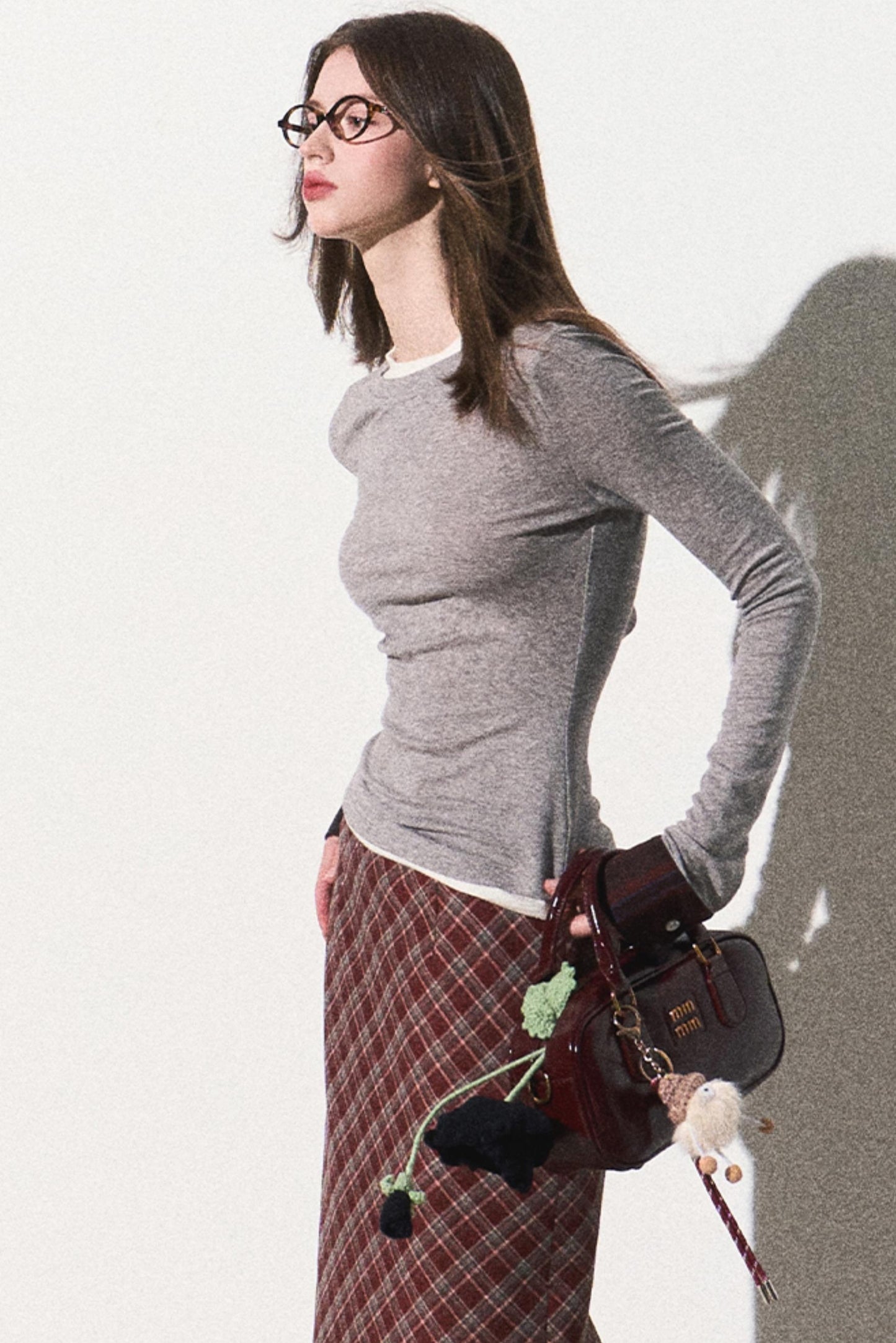 College Slim Two-Layer Knitted Top