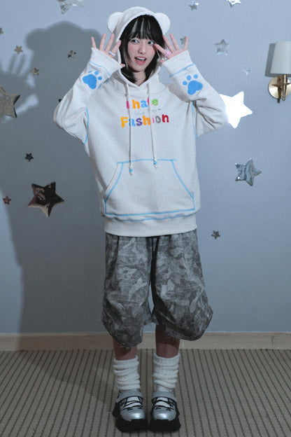 Bear Ears Hooded Long Sweatshirt