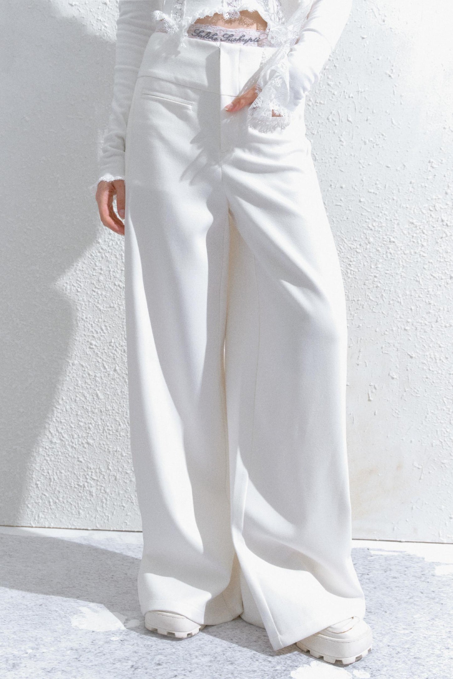 Casual Pleated Boot-Cut Pants