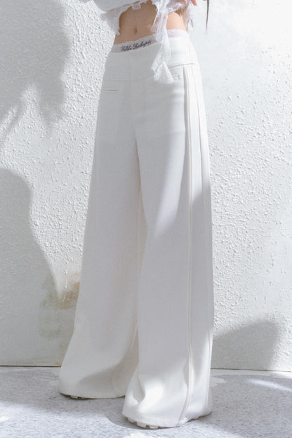 Casual Pleated Boot-Cut Pants