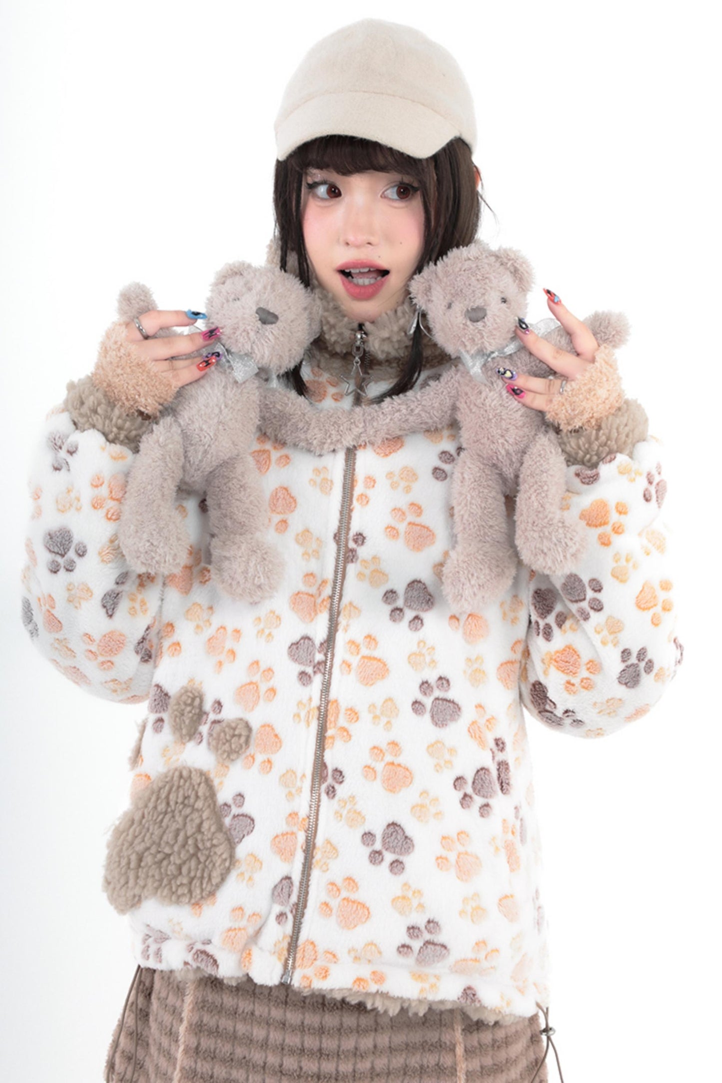 Reversible Bear Print Warm Jacket