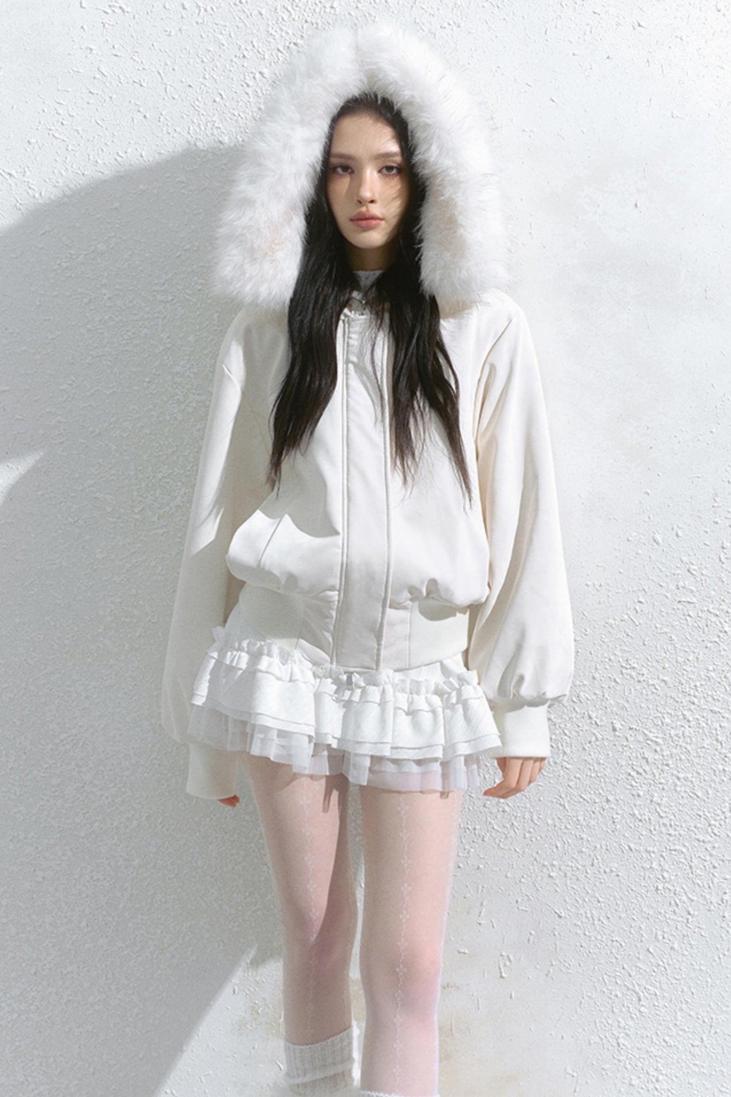 Plush Hooded Short Coat