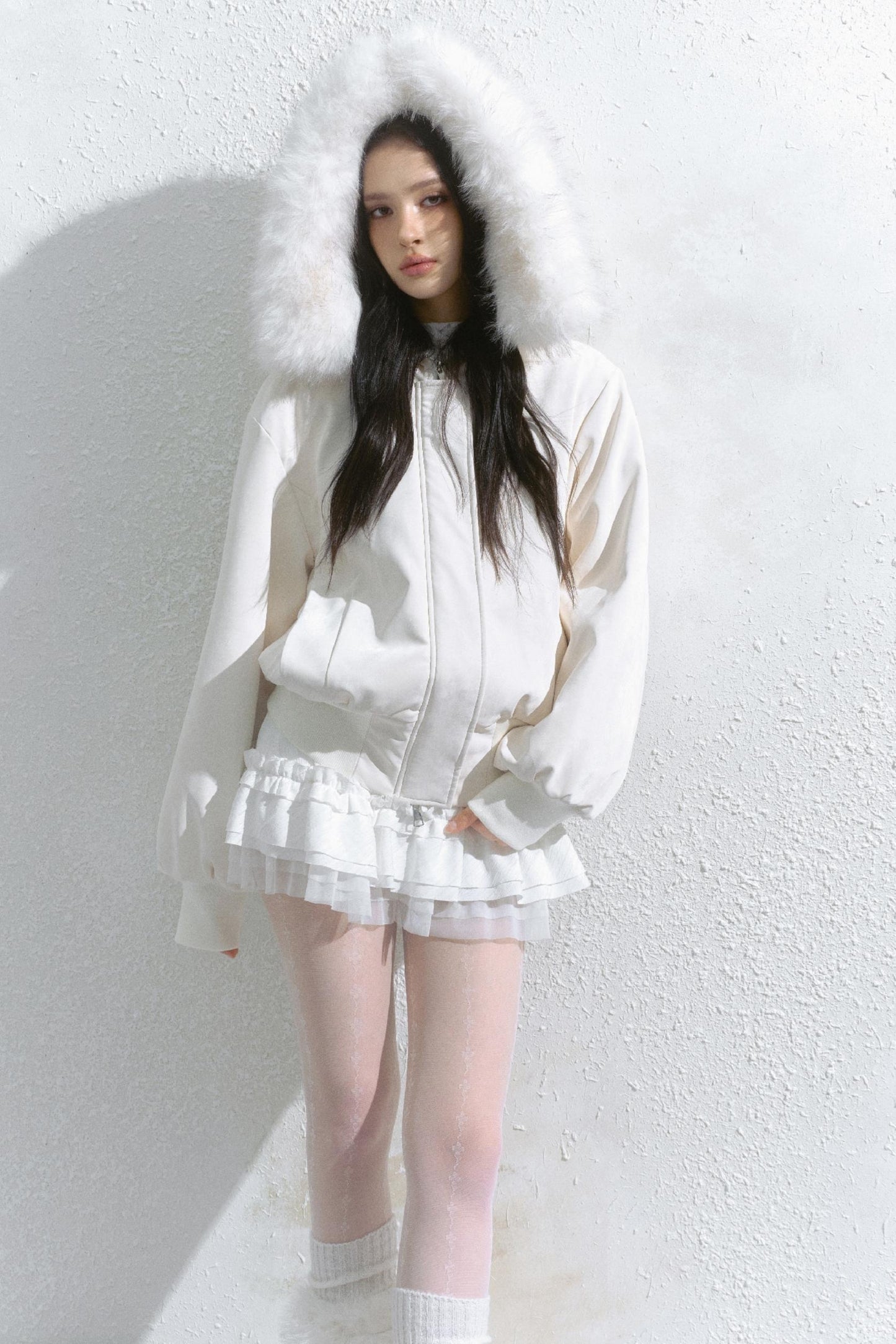 Plush Hooded Short Coat