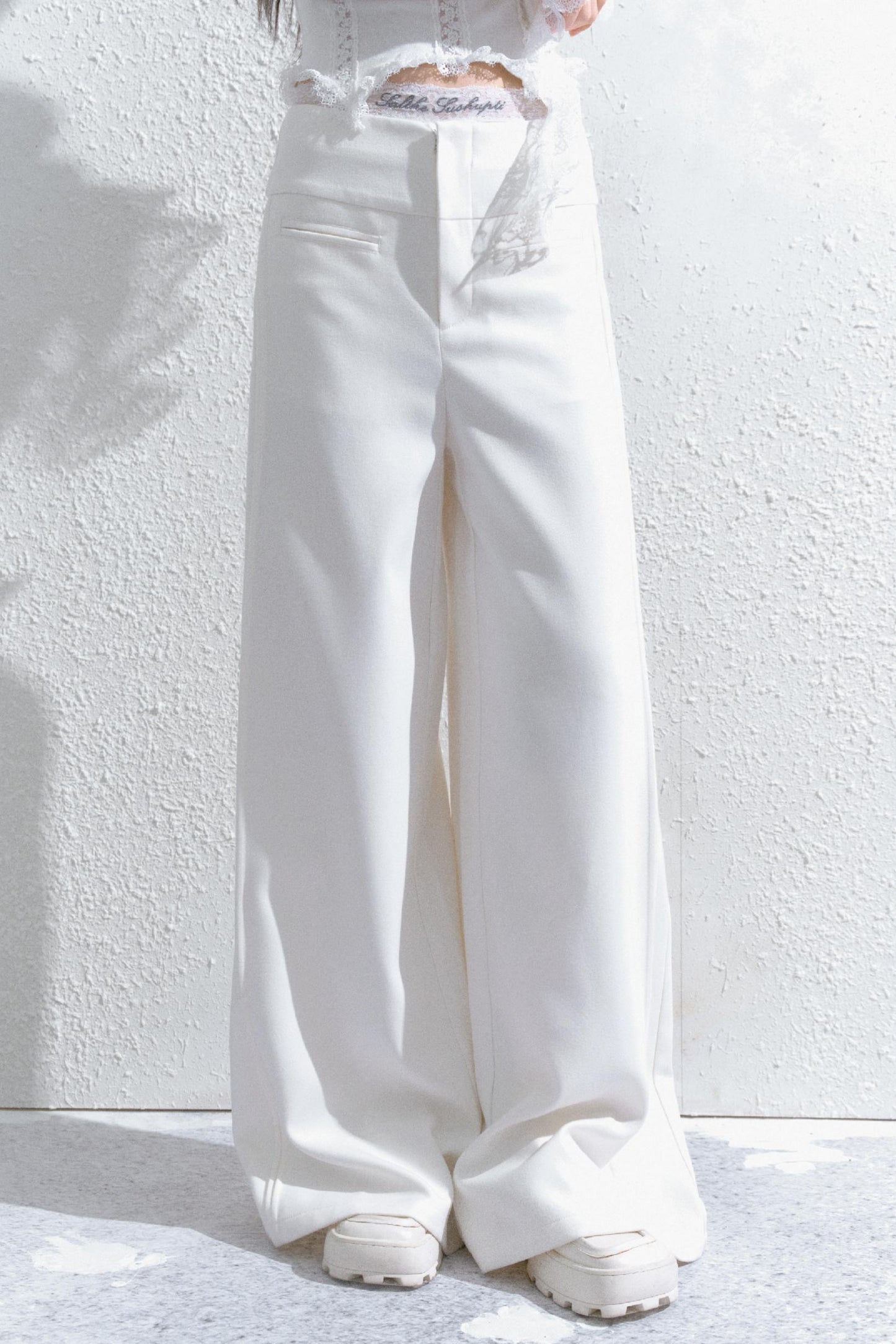 Casual Pleated Boot-Cut Pants