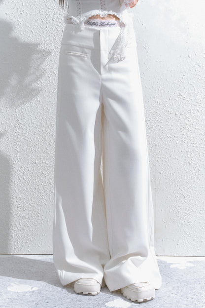 Casual Pleated Boot-Cut Pants